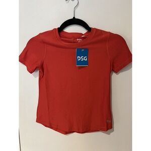 NWT DSG Girls XS Movement Tee Lightening Red Heather Short Sleeve Shirt Coral